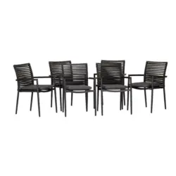 Stapelsessel in Metall, Kunststoff, Textil Anthrazit, Dunkelgrau