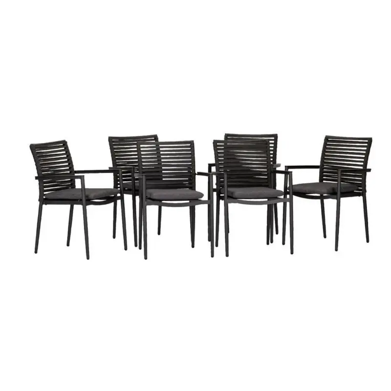 Stapelsessel in Metall, Kunststoff, Textil Anthrazit, Dunkelgrau