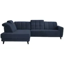 Ecksofa in Webstoff Dunkelblau