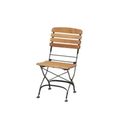 Gartenklappstuhl in Holz, Metall Schwarz, Robinienfarben