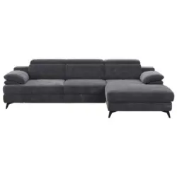 Ecksofa in Chenille Dunkelgrau