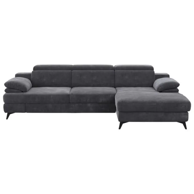 Ecksofa in Chenille Dunkelgrau