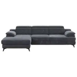 Ecksofa in Chenille Dunkelgrau