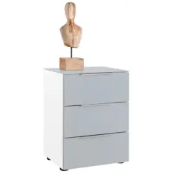 Nachtkästchen in Weiß, Hellgrau