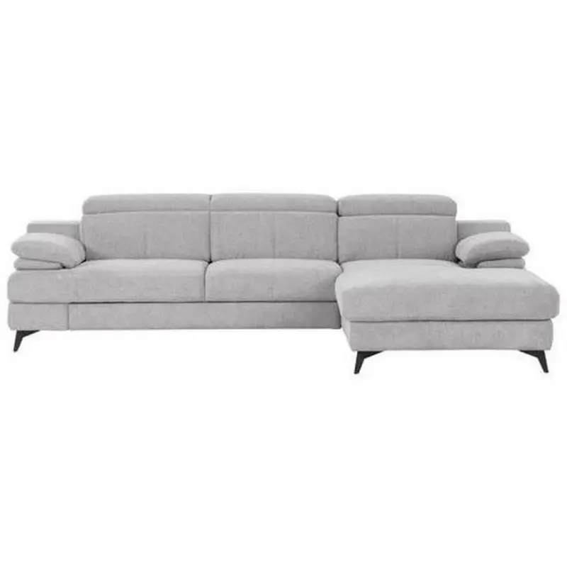 Ecksofa in Chenille Silberfarben