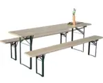 Hornbach Bierzeltgarnitur Festzeltgarnitur Set 3-teilig Tisch 220 x 50 cm Bänke 220 x 25 cm Fichte natur grün