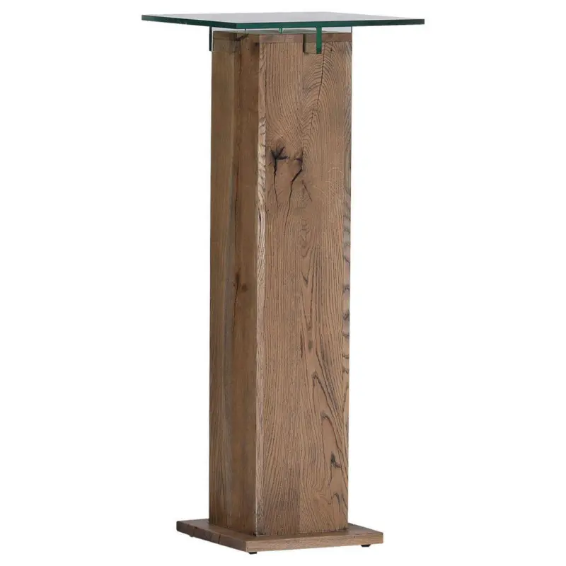 Beistelltisch in Holz, Glas 40/40/100 cm