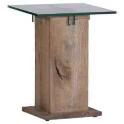 Beistelltisch in Holz, Glas 40/40/50 cm
