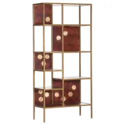 Standregal 85/180/38 cm Akaziefarben, Messingfarben