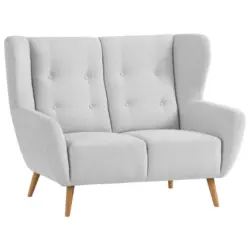 Zweisitzer-Sofa in Mikrovelours Hellgrau