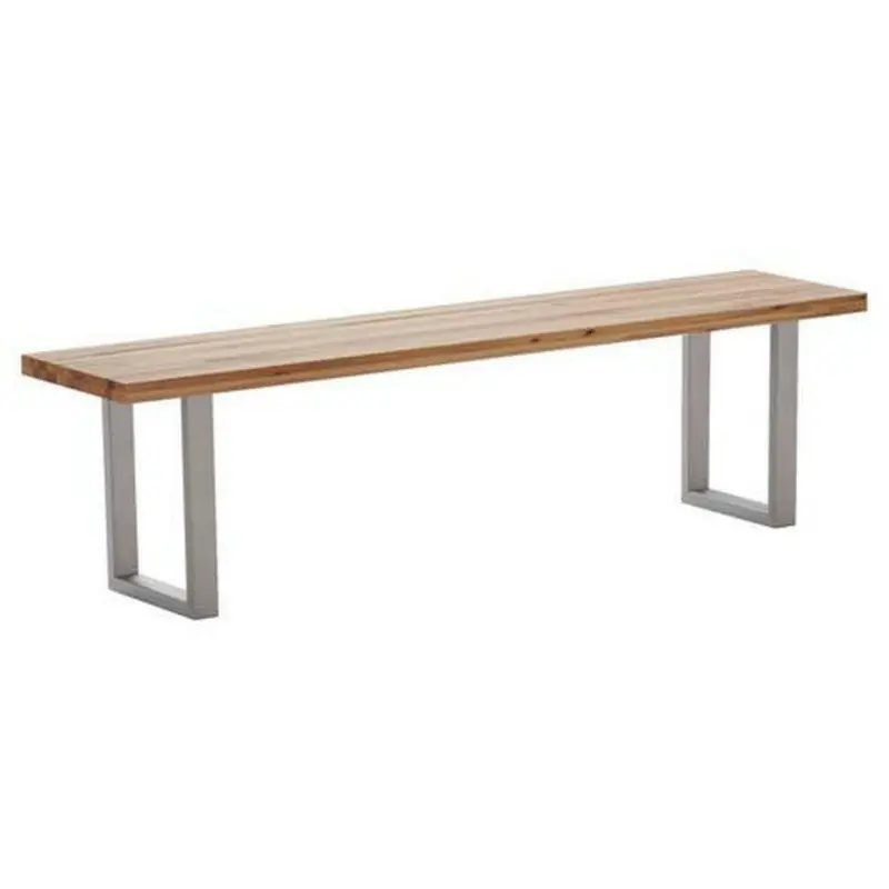 Sitzbank 220/45/40 cm in Edelstahlfarben, Wildeiche
