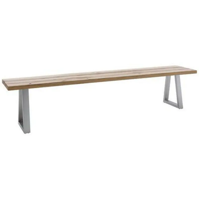 Sitzbank 220/45/40 cm in Edelstahlfarben, Wildeiche