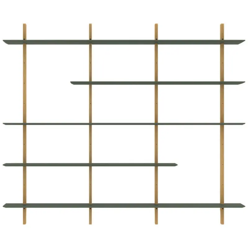 Regal 224/190/25 cm Eichefarben, Waldgrün