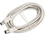 Hornbach Antennen-Koaxialkabel 75dB weiß mit Koax-Stecker gerade und Koax-Kupplung gerade 100% geschirmt BZT/CE, 5 Meter