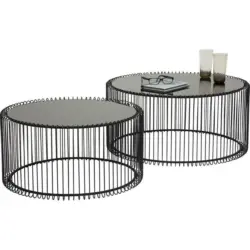 Beistelltischset in Metall, Glas 32,5/32,5/42 cm