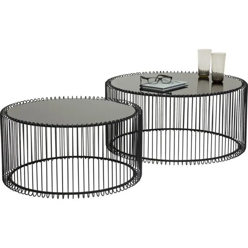 Beistelltischset in Metall, Glas 32,5/32,5/42 cm