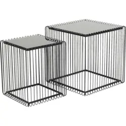 Beistelltischset in Metall, Glas 45,5/45,5/45 cm