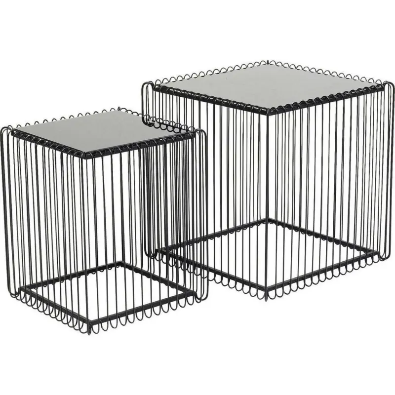 Beistelltischset in Metall, Glas 45,5/45,5/45 cm