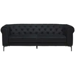 Chesterfield-Sofa in Samt Schwarz