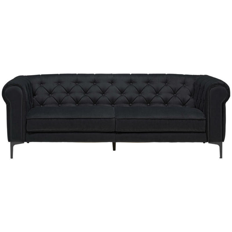 Chesterfield-Sofa in Samt Schwarz