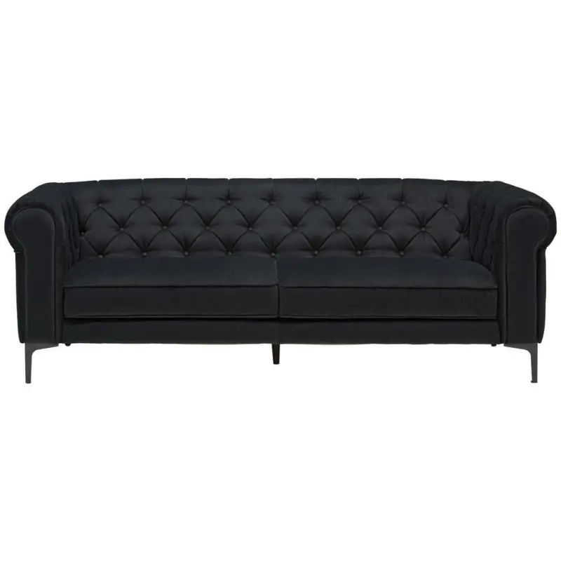 Chesterfield-Sofa in Samt Schwarz