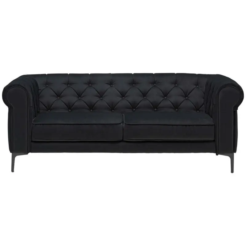 Chesterfield-Sofa in Samt Schwarz