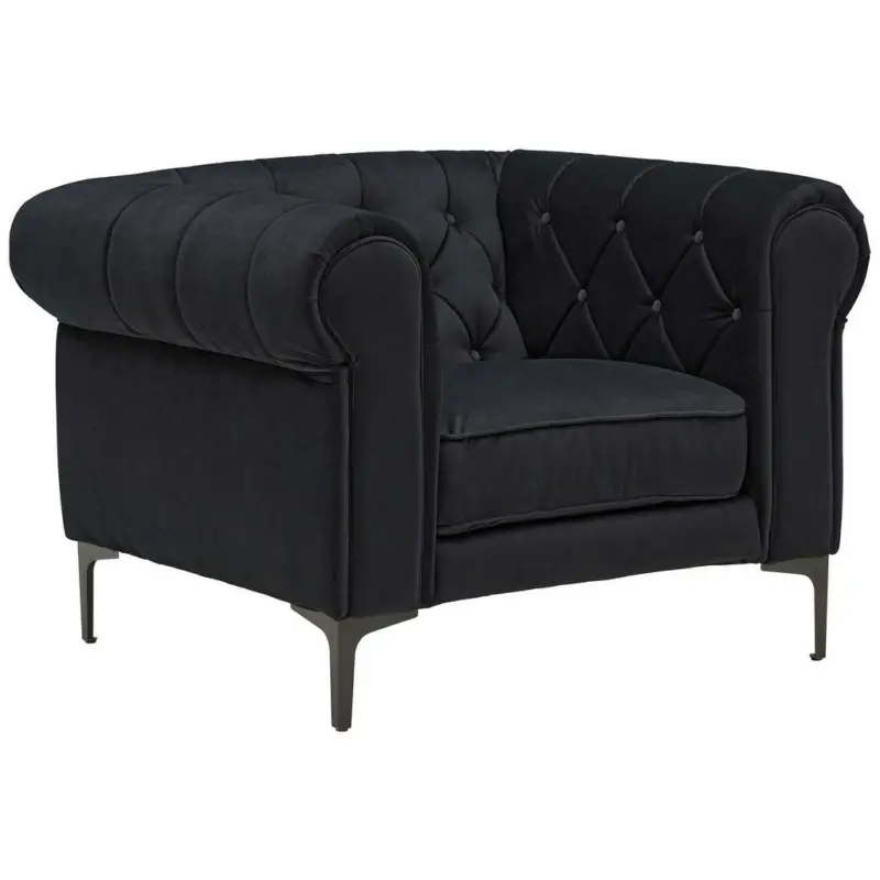 Chesterfield-Sessel in Samt Schwarz