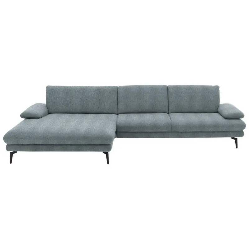 Ecksofa in Chenille Blaugrau