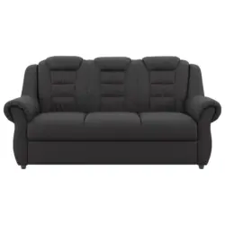 Dreisitzer-Sofa in Lederlook Schwarz