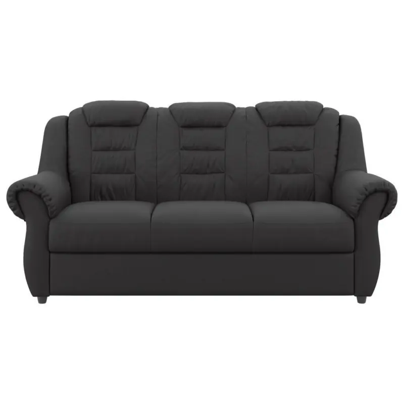 Dreisitzer-Sofa in Lederlook Schwarz