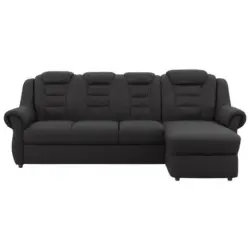 Ecksofa in Lederlook Schwarz