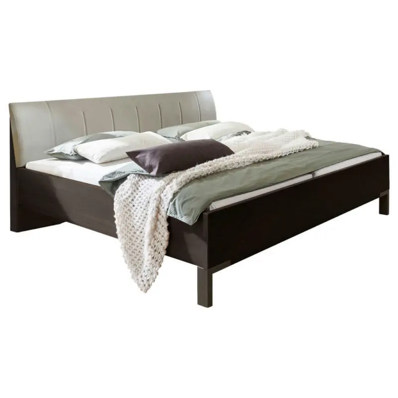 Bett 180/200 cm in Grau, Eichefarben, Mokka