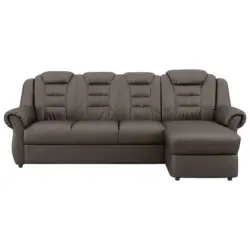 Ecksofa in Lederlook Braun