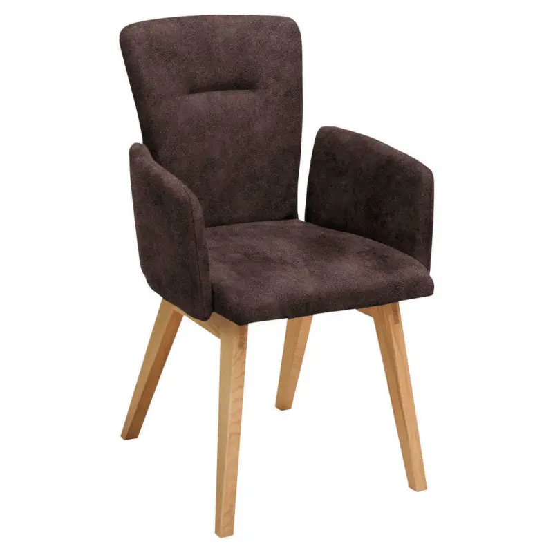Armlehnstuhl in Holz, Textil Braun