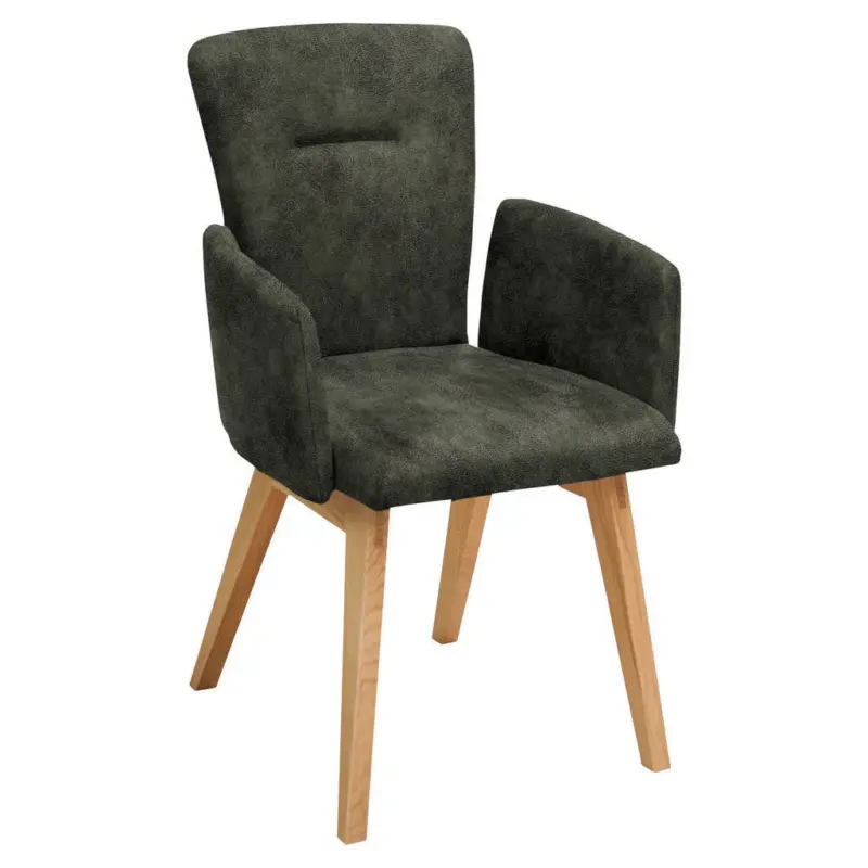 Armlehnstuhl in Holz, Textil Dunkelgr&uuml;n