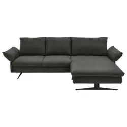 Ecksofa in Flachgewebe Schwarz