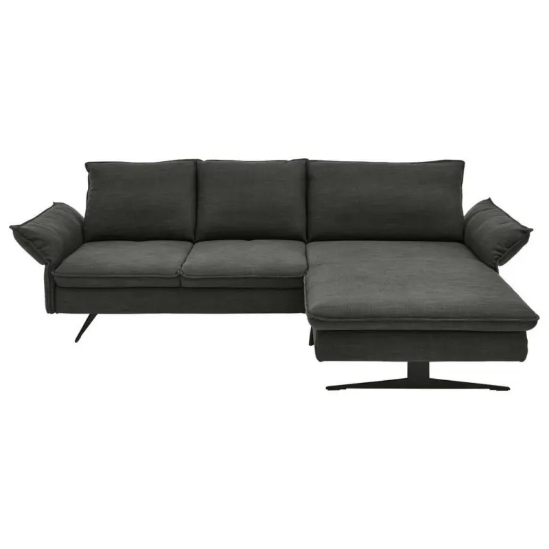 Ecksofa in Flachgewebe Schwarz