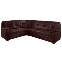 Ecksofa in Lederlook Weinrot
