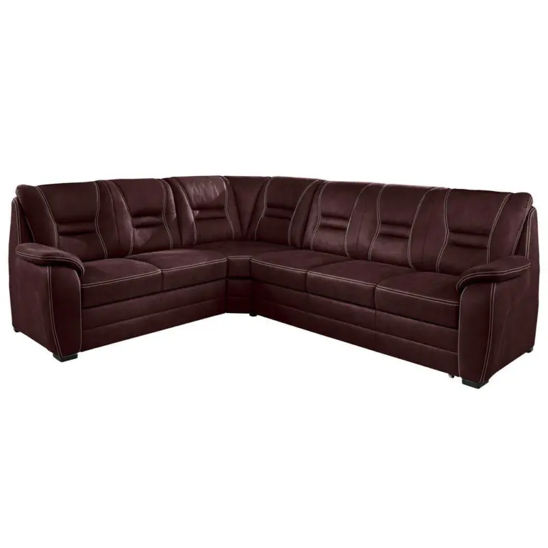 Ecksofa in Lederlook Weinrot