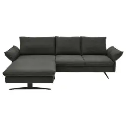Ecksofa in Flachgewebe Schwarz