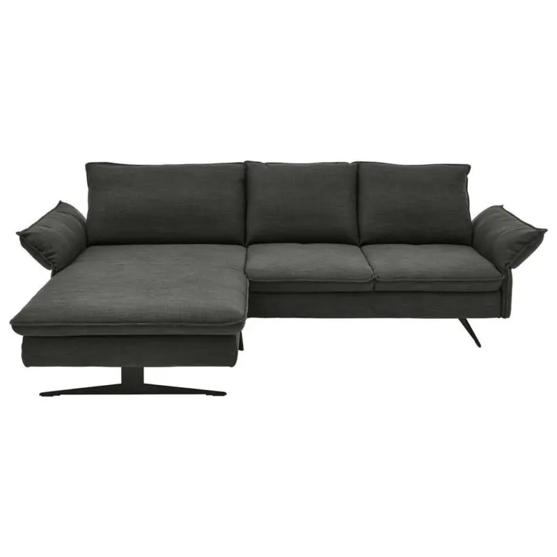 Ecksofa in Flachgewebe Schwarz