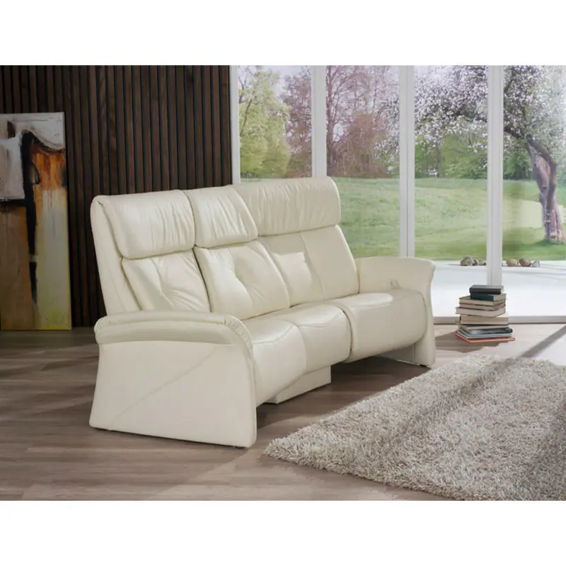 Trapezsofa in Echtleder Weiß