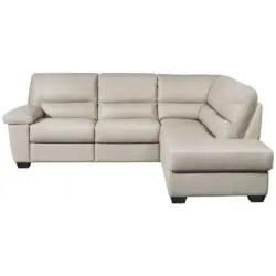 Ecksofa in Kombination Echtleder/Lederlook Greige