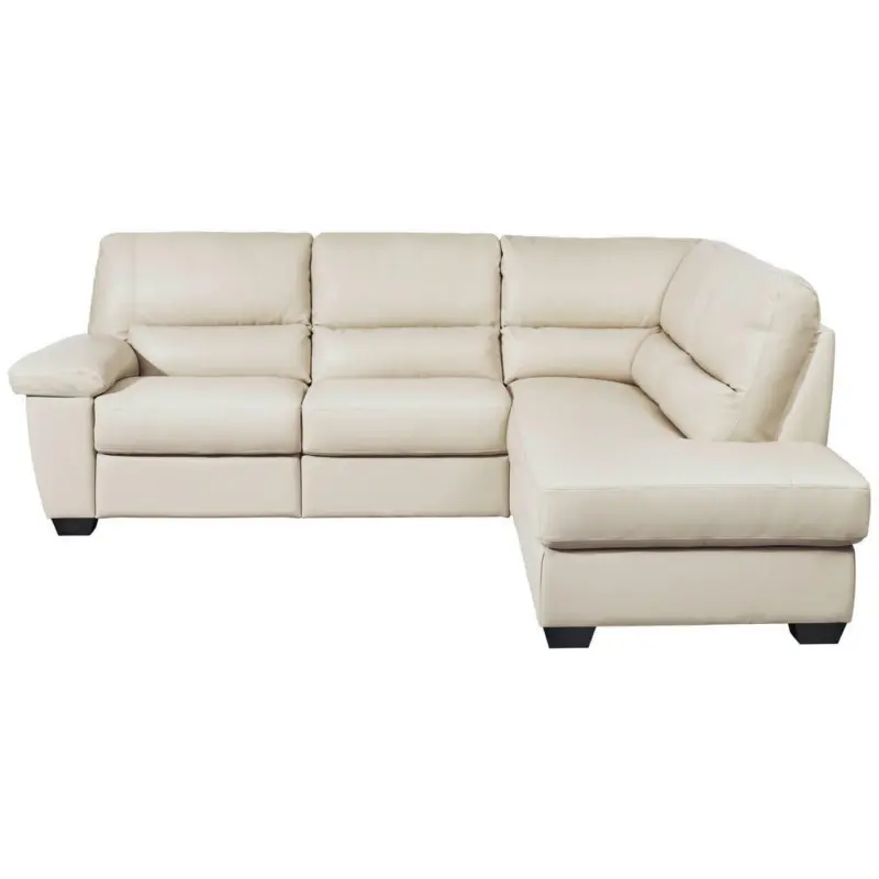 Ecksofa in Kombination Echtleder/Lederlook Weiß