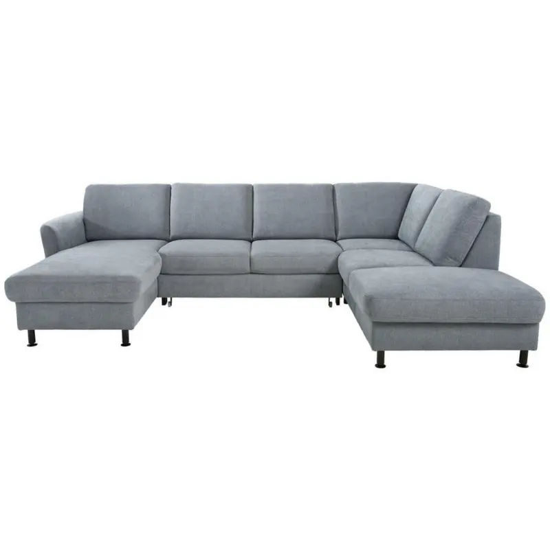 Wohnlandschaft in Webstoff Blaugrau