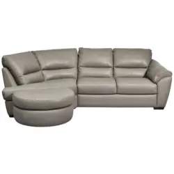 Ecksofa in Kombination Echtleder/Lederlook Grau