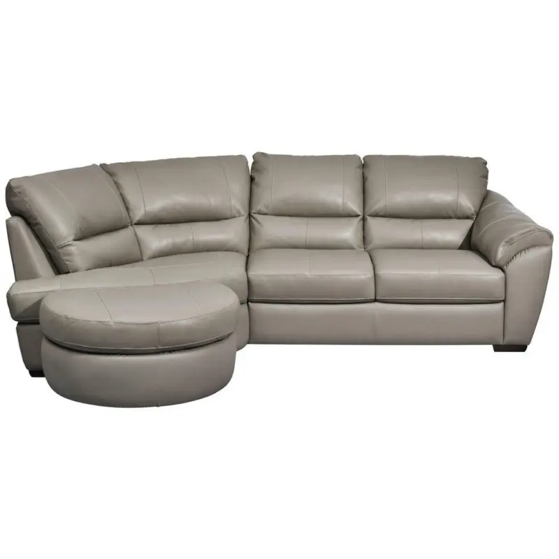 Ecksofa in Kombination Echtleder/Lederlook Grau