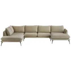 Wohnlandschaft in Velours Beige