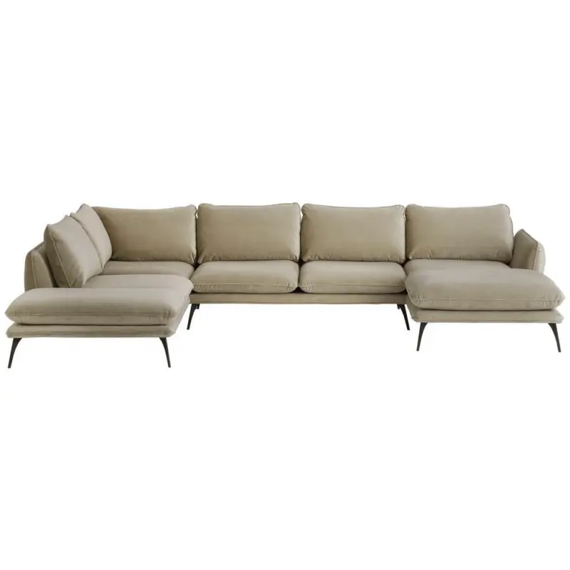 Wohnlandschaft in Velours Beige