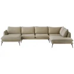 Wohnlandschaft in Velours Beige
